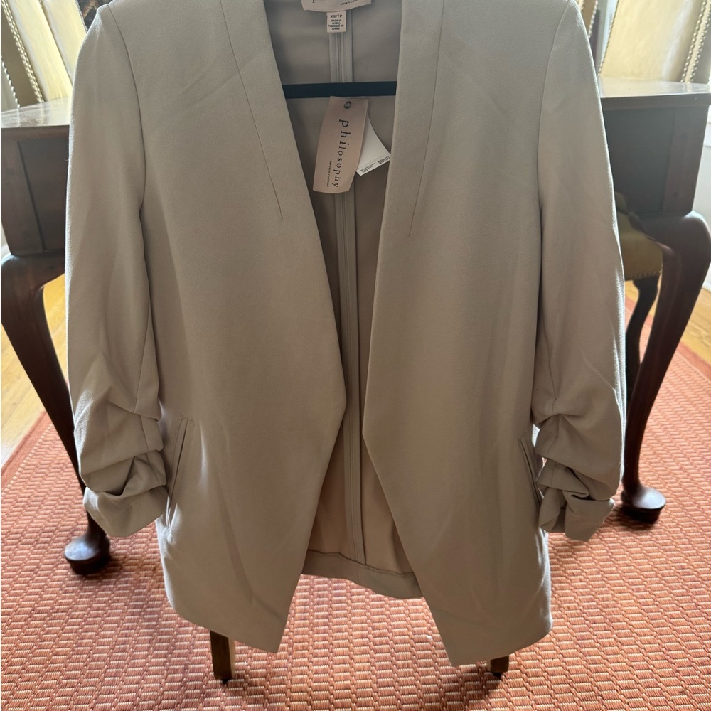 Philosophy Open-Front Blazer in Light Taupe